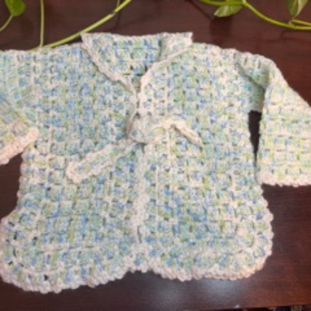 Crocheted Baby Sweater w/Unique Stitching